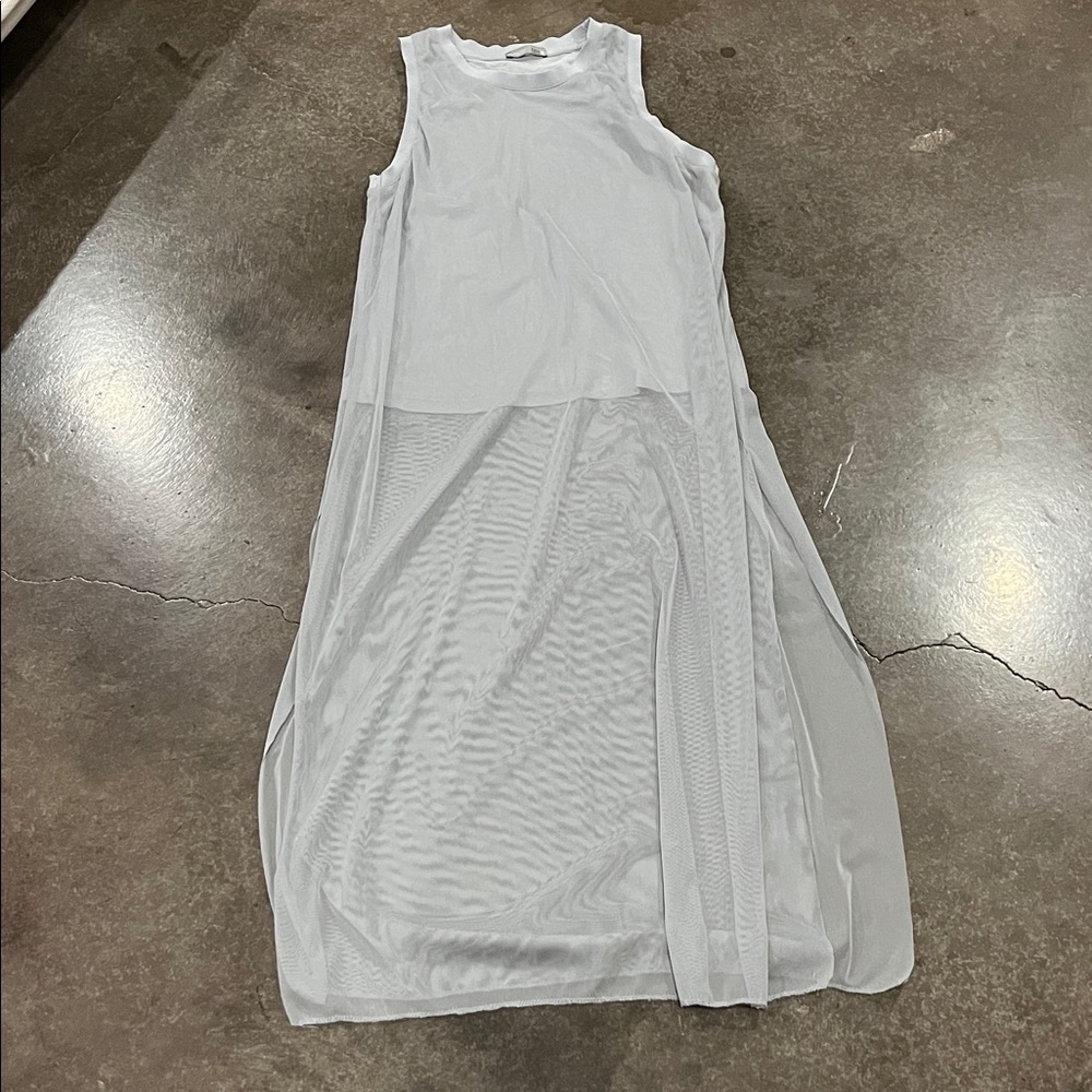 Sheer White Sleeveless Layered Maxi Dress